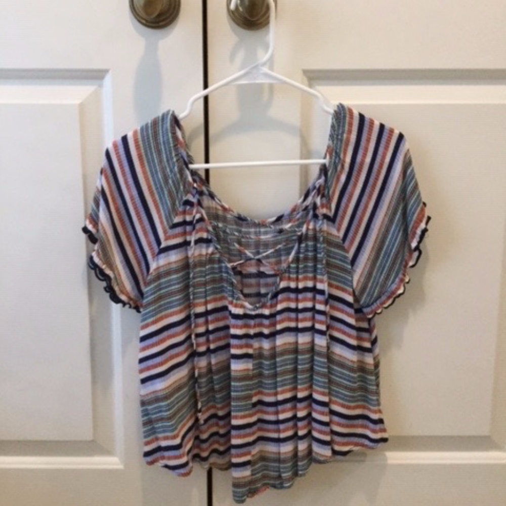 open back or lace up stripe top
